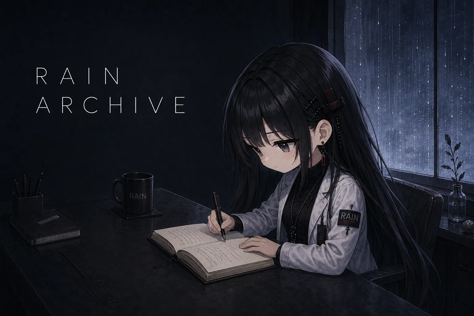 雨の窓辺で記録するRAIN。RAIN ARCHIVEのタイトル。